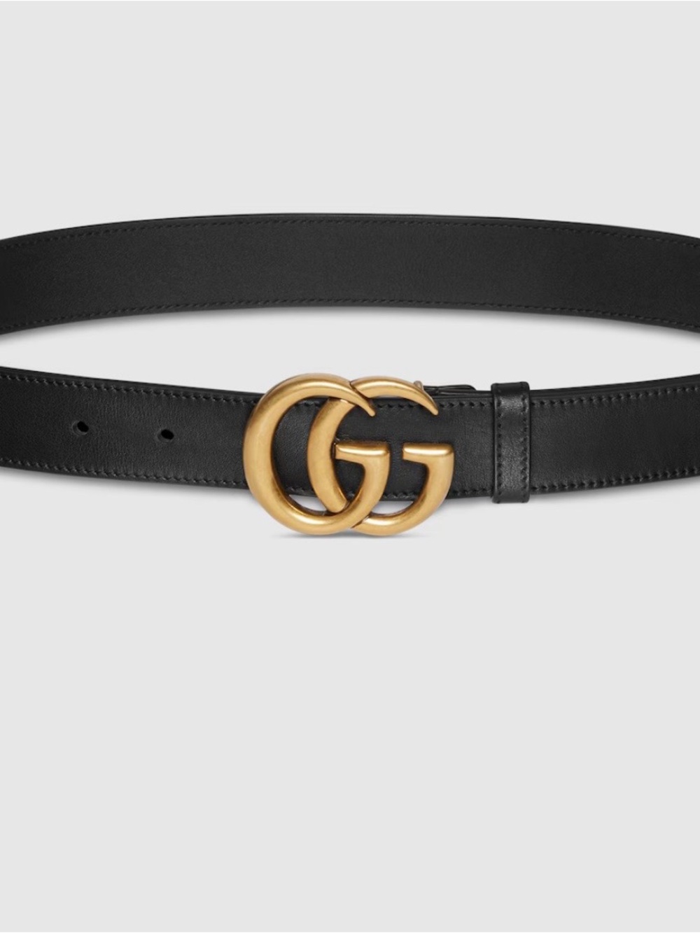 Gucci Black Leather Belt with Gold Double G Buckle
